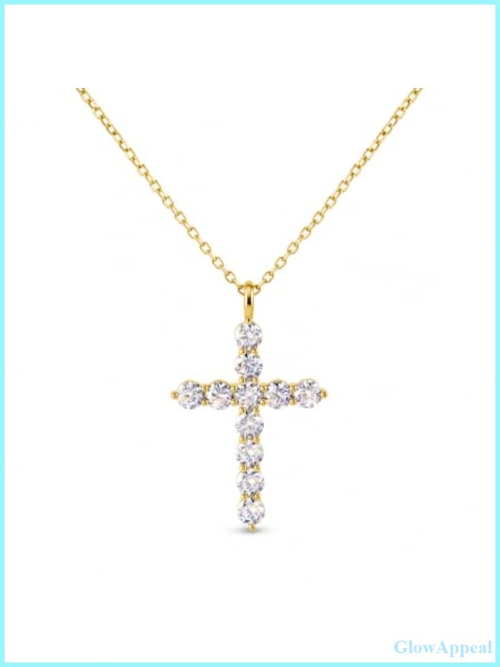 Moissanite Cross Necklace S925 Sterling Silver 1.1CT 18K Gold Plated
